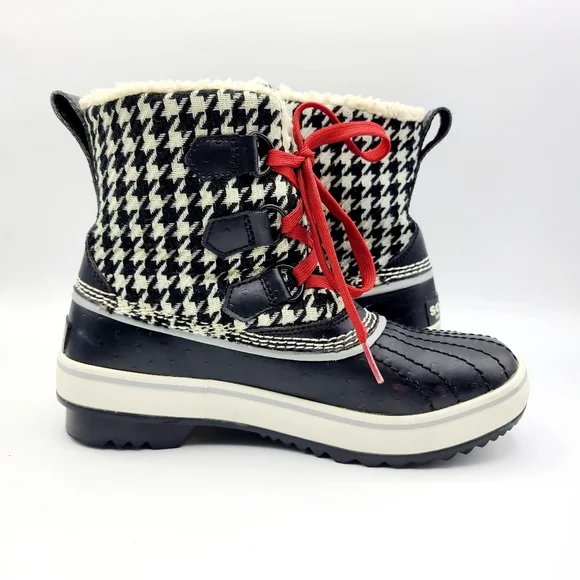 SOREL Tivoli Tweed Houndstooth Boots Size 5 Lace Up Waterproof Rain Snow - Picture 4 of 15